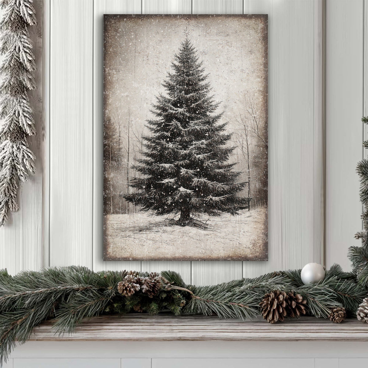 Vintage Christmas Tree Wall Art III Tailored Canvases