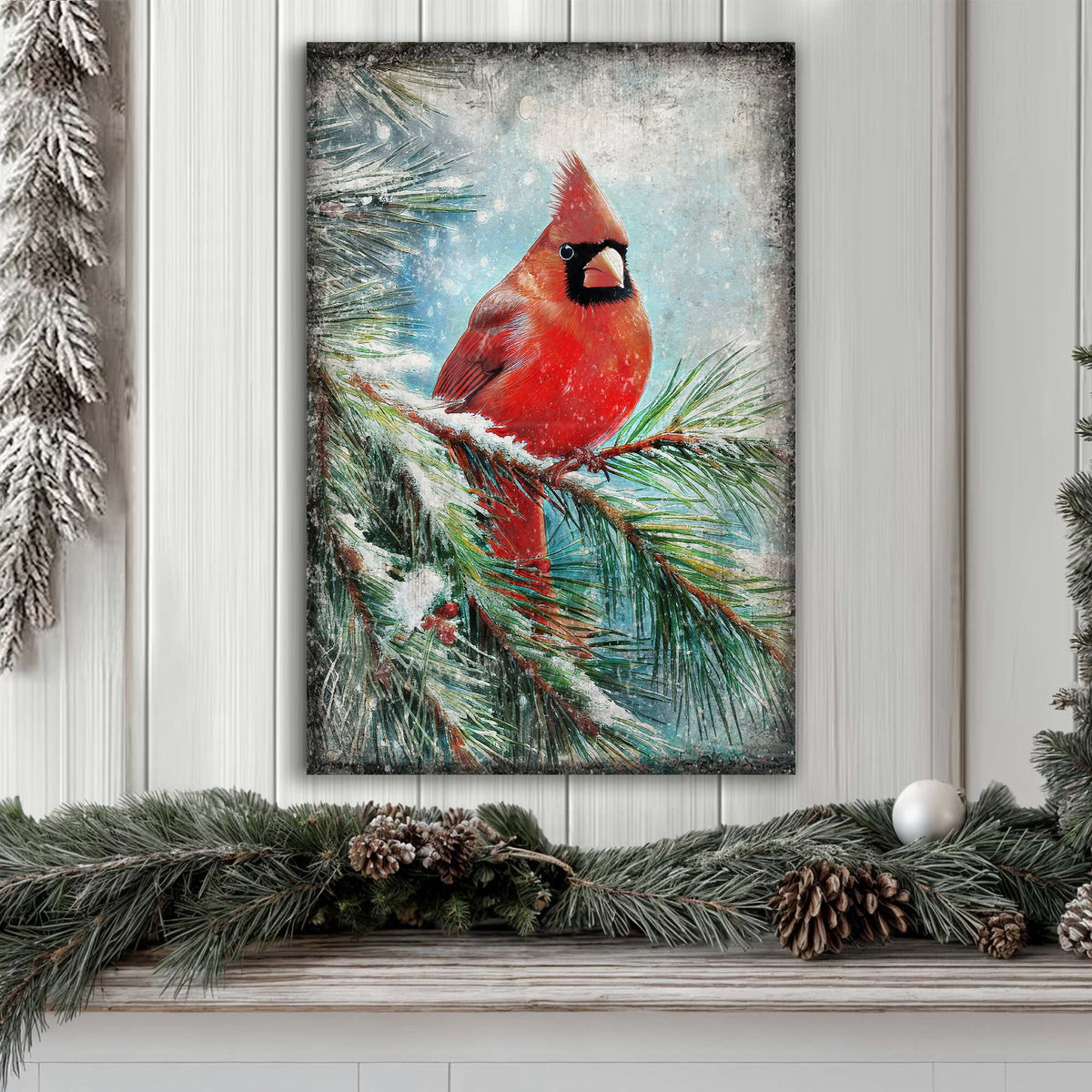 Vintage Cardinal Christmas Wall Art Tailored Canvases