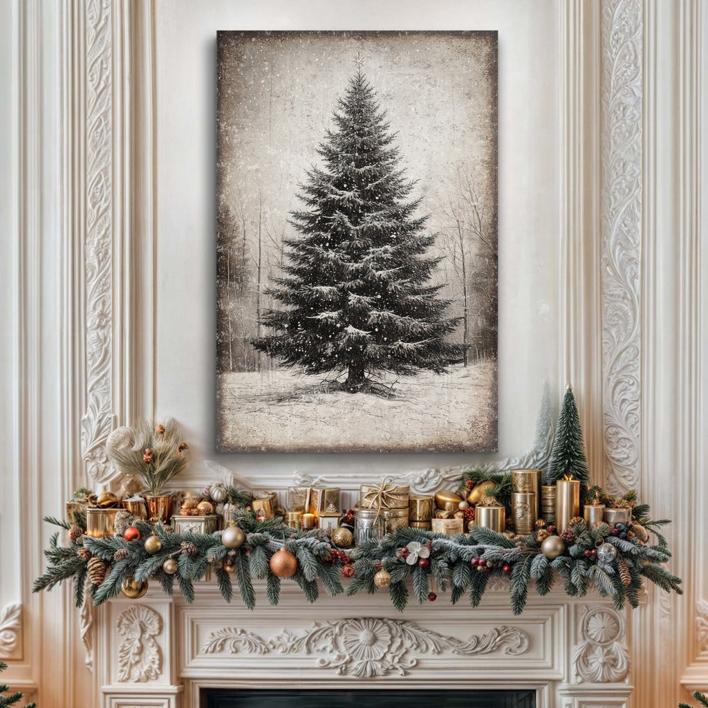 Vintage Christmas Tree Wall Art III Tailored Canvases