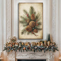 Vintage Winter Pine Cone Christmas Wall Art III Tailored Canvases