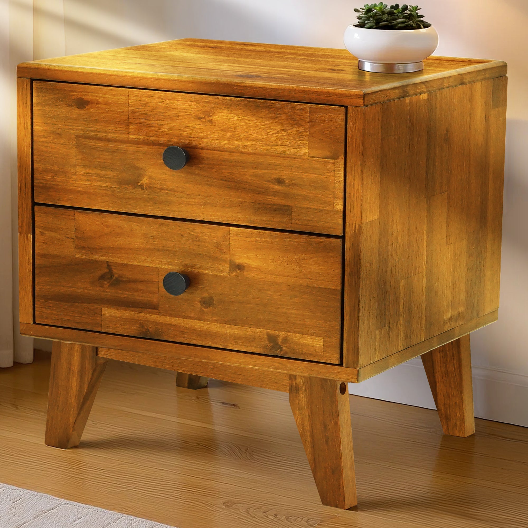 Silvia Solid Wood Nightstand Megsu