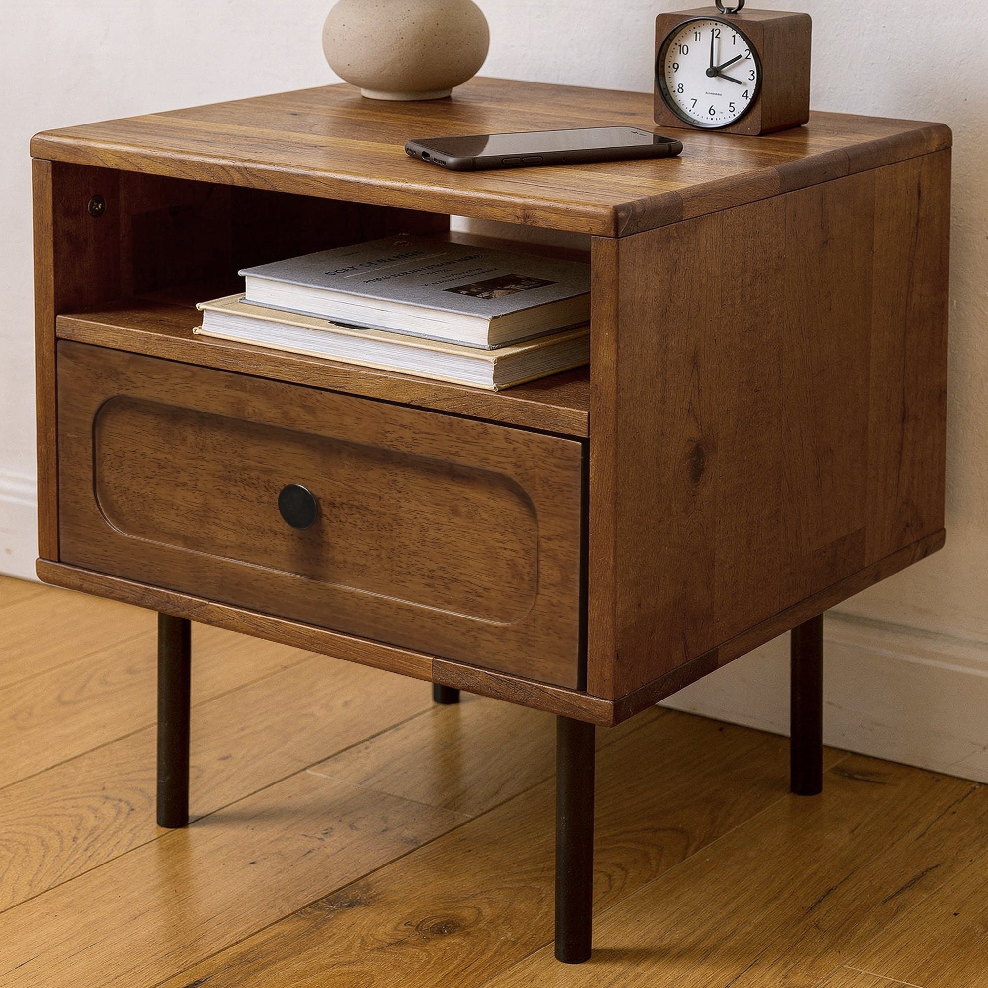 Savana Solid Wood Single-Drawer Nightstand Megsu
