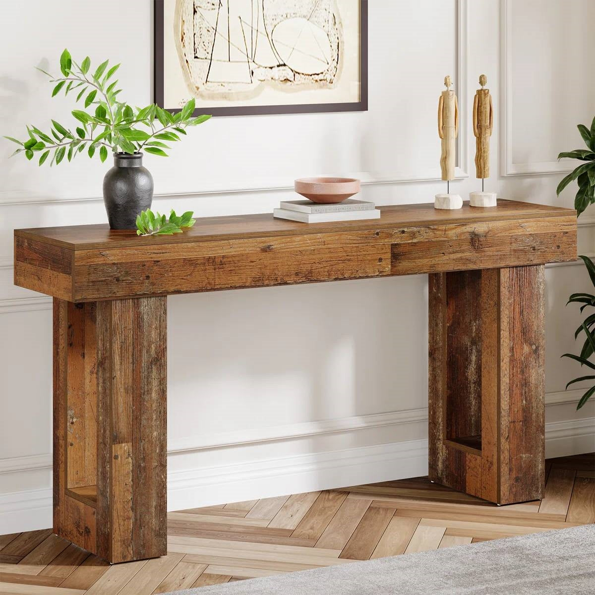 Modern Farmhouse 63-inch Entryway Console Sofa Table in Distressed Wood Finish HomePacific