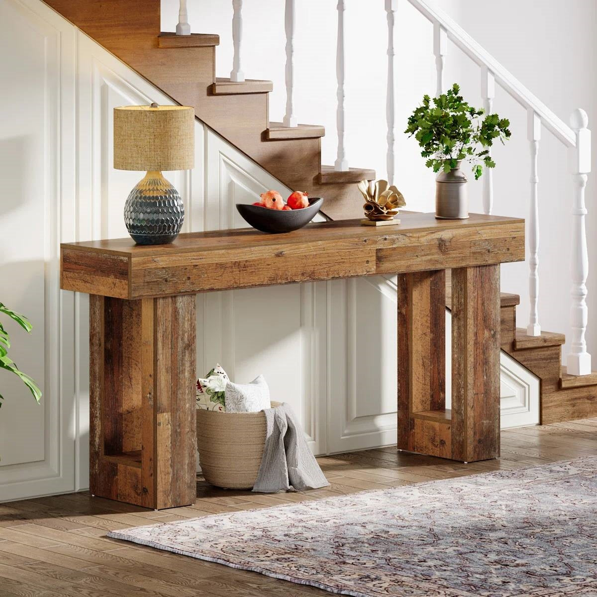 Modern Farmhouse 63-inch Entryway Console Sofa Table in Distressed Wood Finish HomePacific
