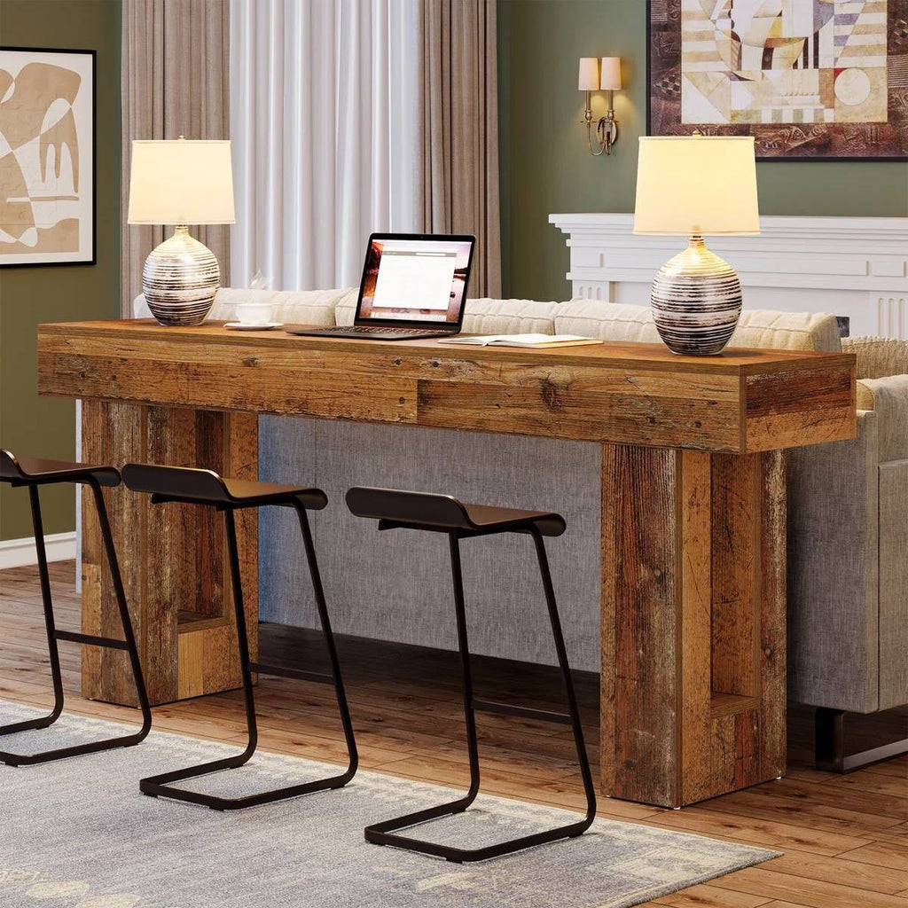 Modern Farmhouse 63-inch Entryway Console Sofa Table in Distressed Wood Finish HomePacific