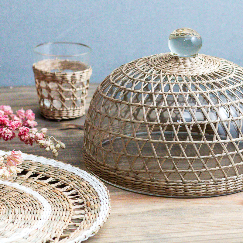 Seagrass Cage Serveware Cloche Tea + Linen