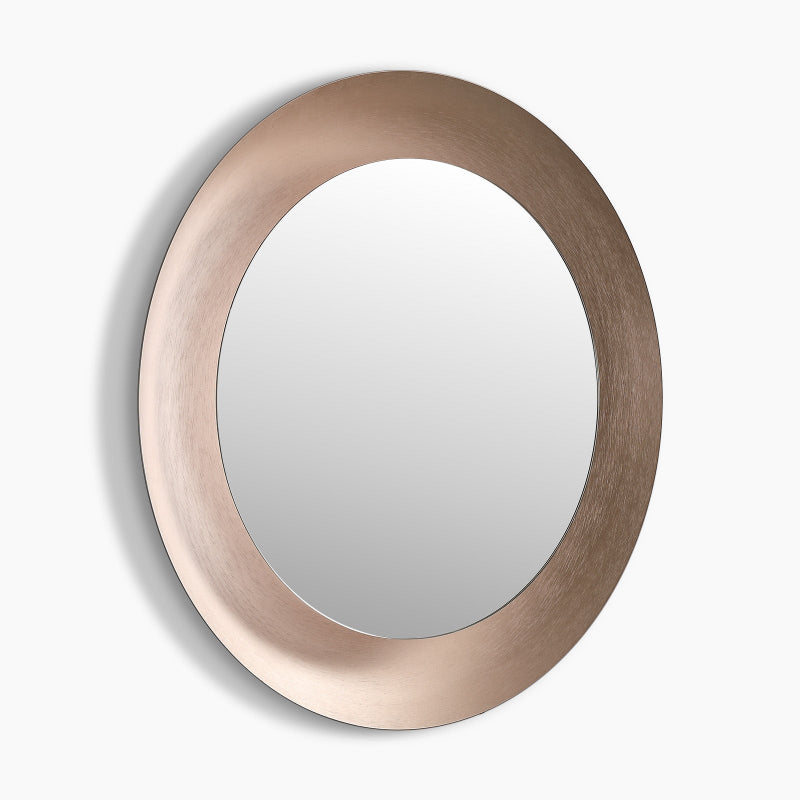Polaris Round LED Bathroom Mirror, Modern Design, Brushed Rose Gold, Tri-Color Adjustable, Stepless Dimming, Anti-Fog MIRRORONS