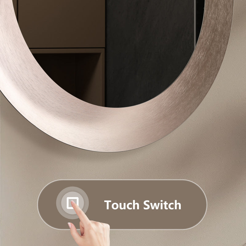 Polaris Round LED Bathroom Mirror, Modern Design, Brushed Rose Gold, Tri-Color Adjustable, Stepless Dimming, Anti-Fog MIRRORONS