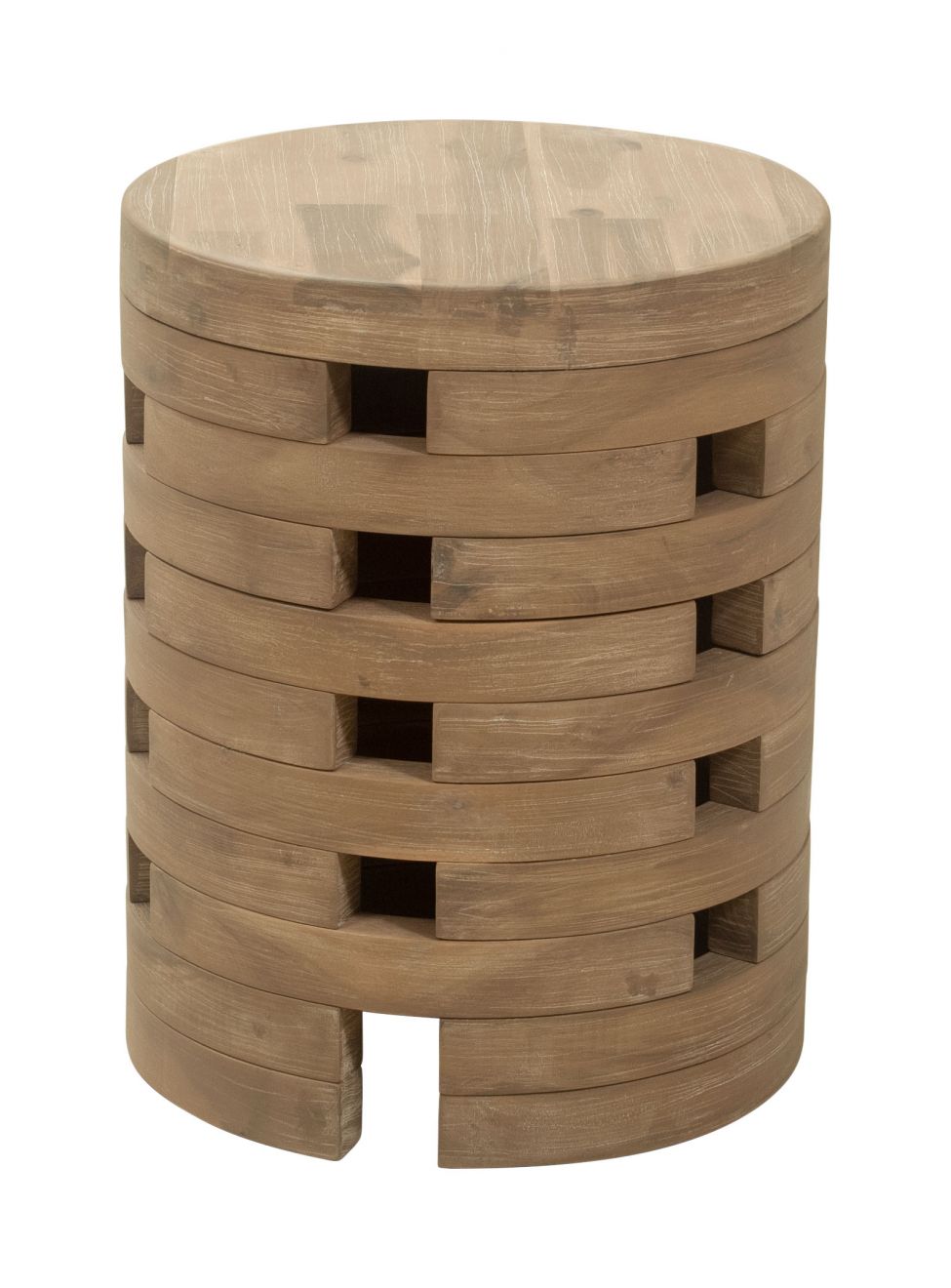 Mado Natural Wooden Round Side Table LOOMLAN