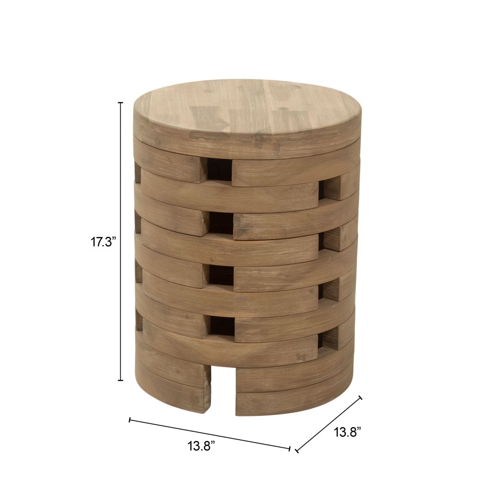 Mado Natural Wooden Round Side Table LOOMLAN