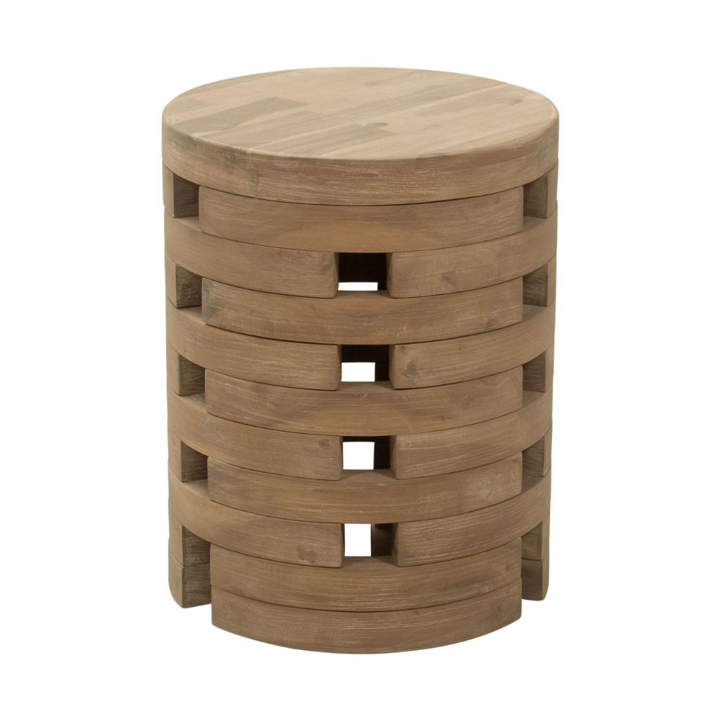 Mado Natural Wooden Round Side Table LOOMLAN