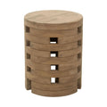 Mado Natural Wooden Round Side Table LOOMLAN