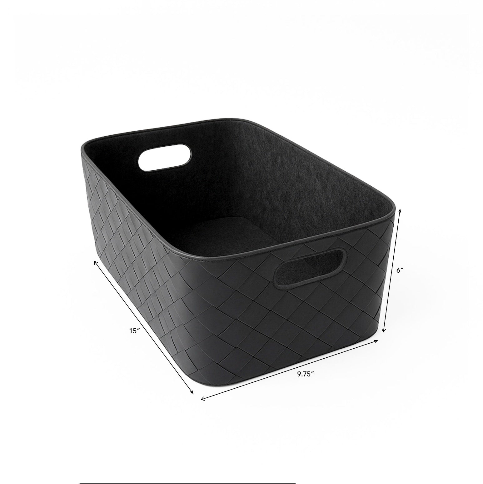 Leather Woven Bin (Black) Horderly