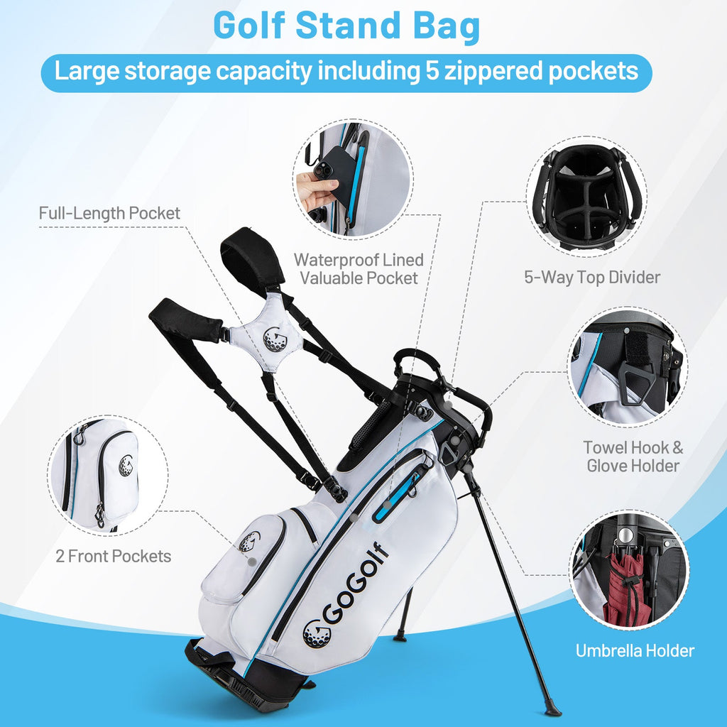 Men's Complete Golf Clubs and Bag Set-White DirectDeals