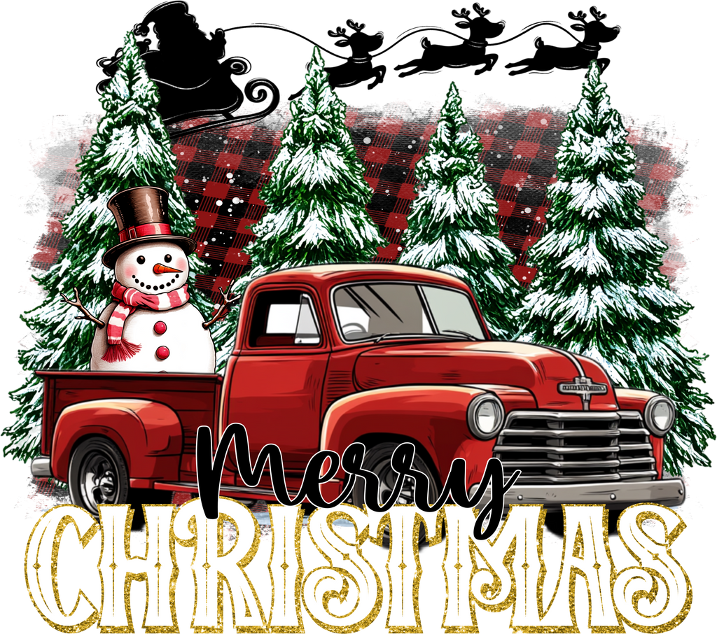 Merry Christmas with red truck Pillow Cover — Fits 18x18 Insert Cotton and Crate