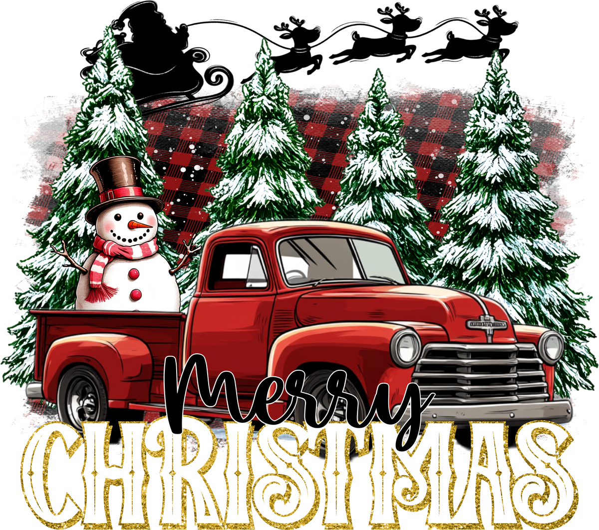 Merry Christmas with red truck Pillow Cover — Fits 18x18 Insert Cotton and Crate