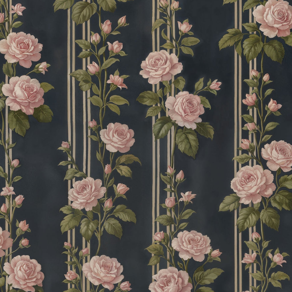 Midnight Rose Stripe Wallpaper WALL BLUSH