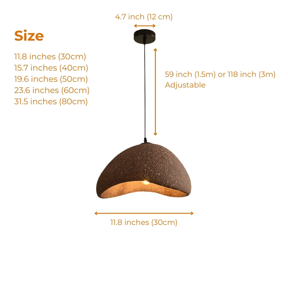 Modern Japandi Earthy Pendant Light | Organic Minimalist Lamp VietmadeHomeArt
