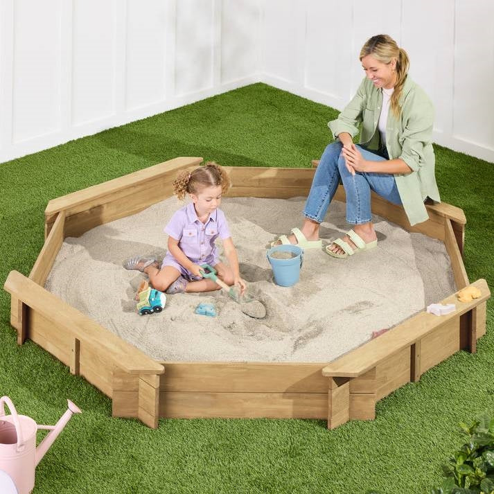 Outdoor Kid's Octagonal Sandbox in Natural Wood Finish HomePacific