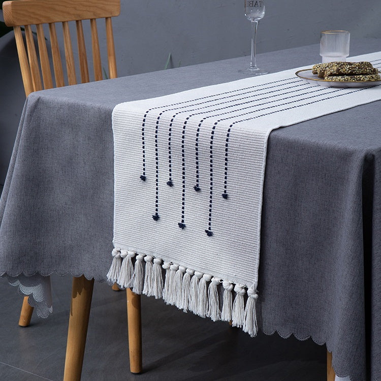 Navy Table Runner Cotton and Crate