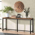 70-inch Long Narrow Hallway Sofa Table with Wood Top and Black Metal Frame HomePacific