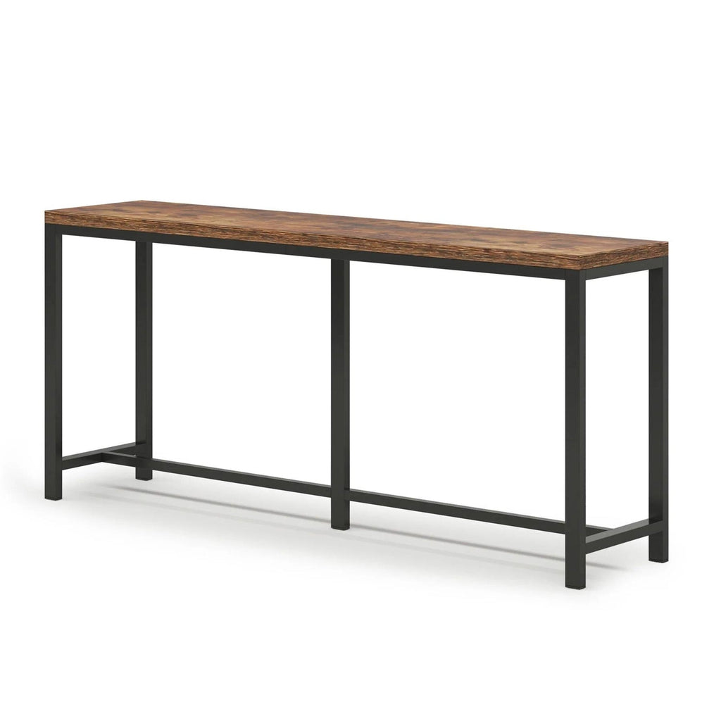 70-inch Long Narrow Hallway Sofa Table with Wood Top and Black Metal Frame HomePacific