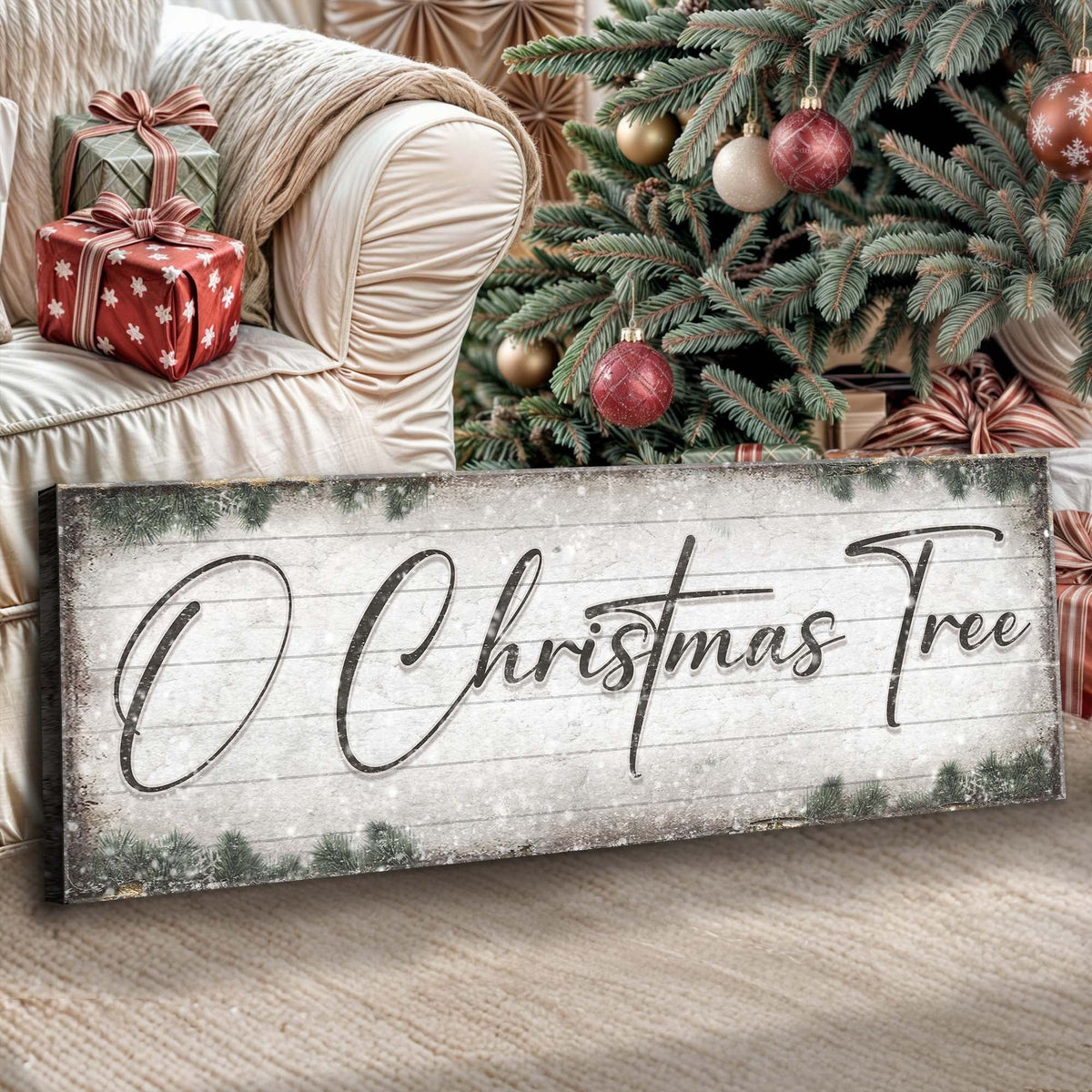 O Christmas Tree, Wood Christmas Sign Tailored Canvases
