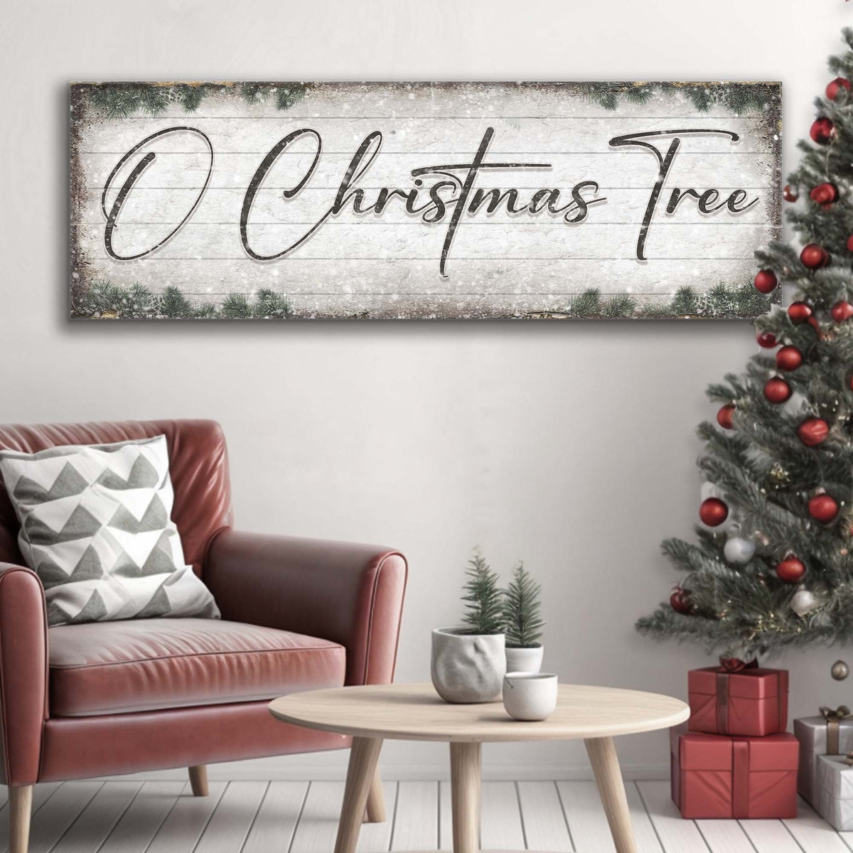 O Christmas Tree, Wood Christmas Sign Tailored Canvases