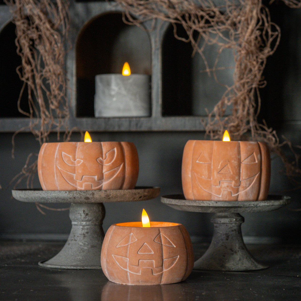 ORANGE JACK-O-LANTERN 3D FLAME CANDLE Purple Box Boutique