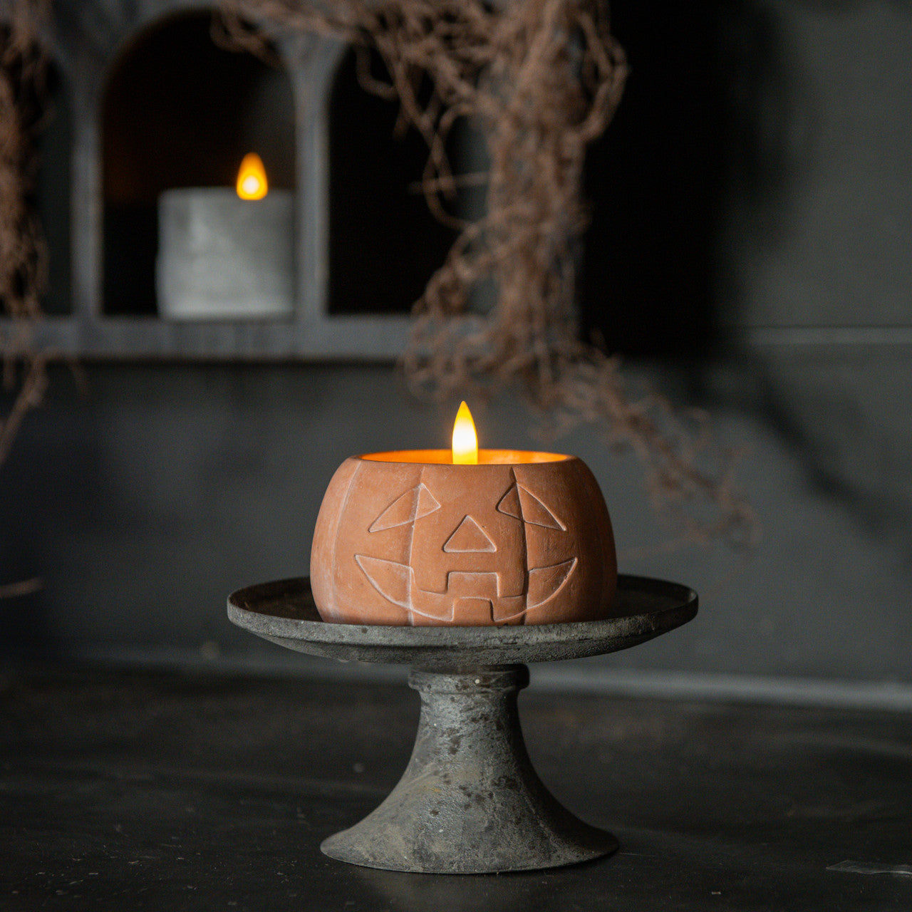 ORANGE JACK-O-LANTERN 3D FLAME CANDLE Purple Box Boutique