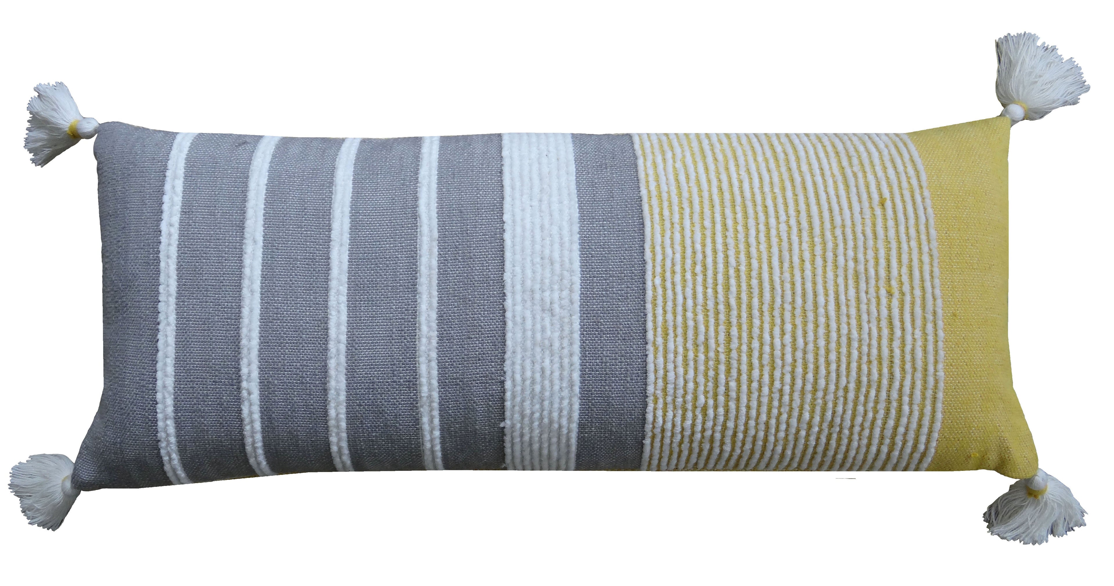 Decorative Long Grey Stripes Throw Pillow (14X36 Inches) Vibhsa