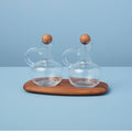 Oil & Vinegar Cruet Set with Acacia Tray Tea + Linen