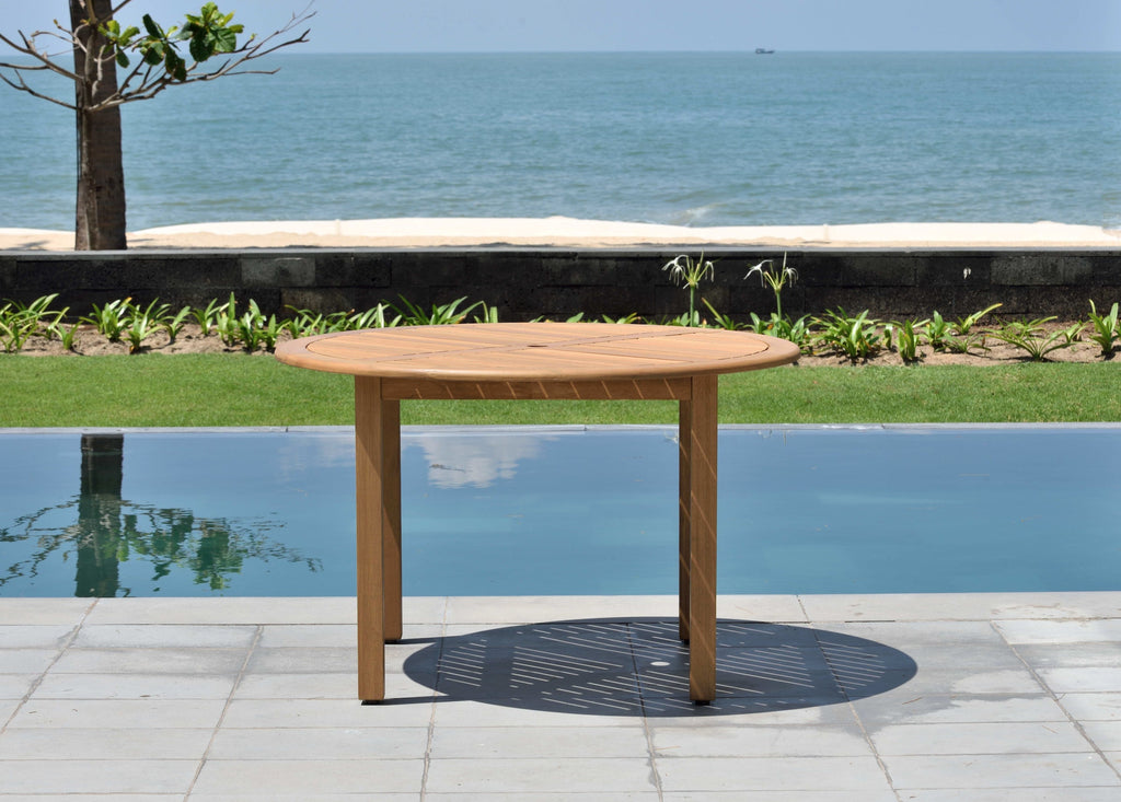 Oldbury Round Table and 4 Manhattan Black Armchair Dining Set LifestyleGarden US