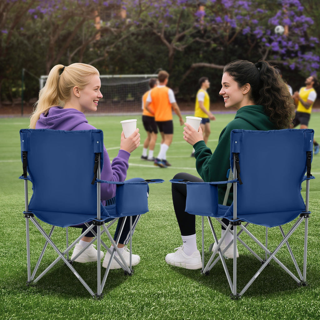 Oversized Camping Chairs Outdoor Folding Chair with Cooler Pouch and Cup Holder DirectDeals