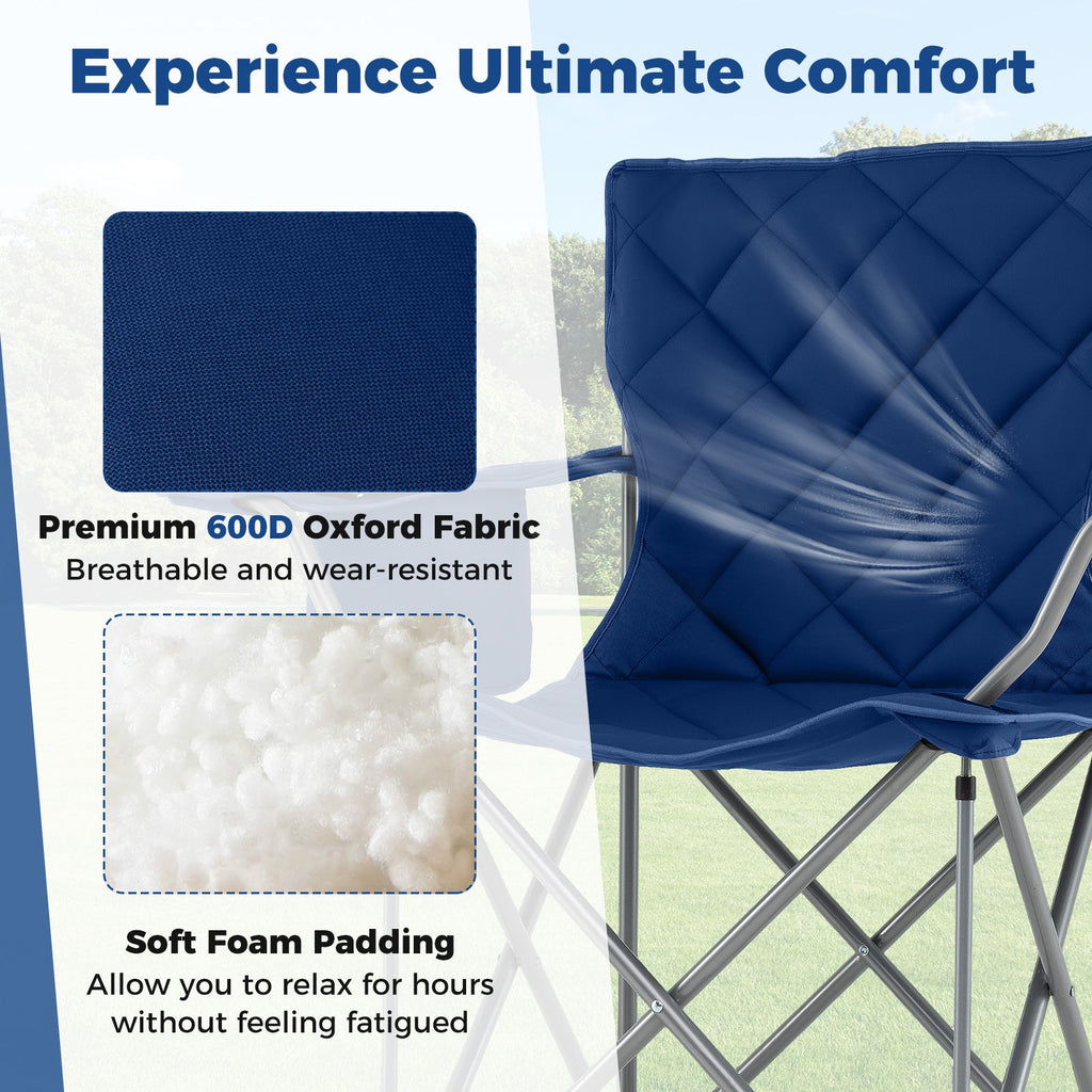 Oversized Camping Chairs Outdoor Folding Chair with Cooler Pouch and Cup Holder DirectDeals