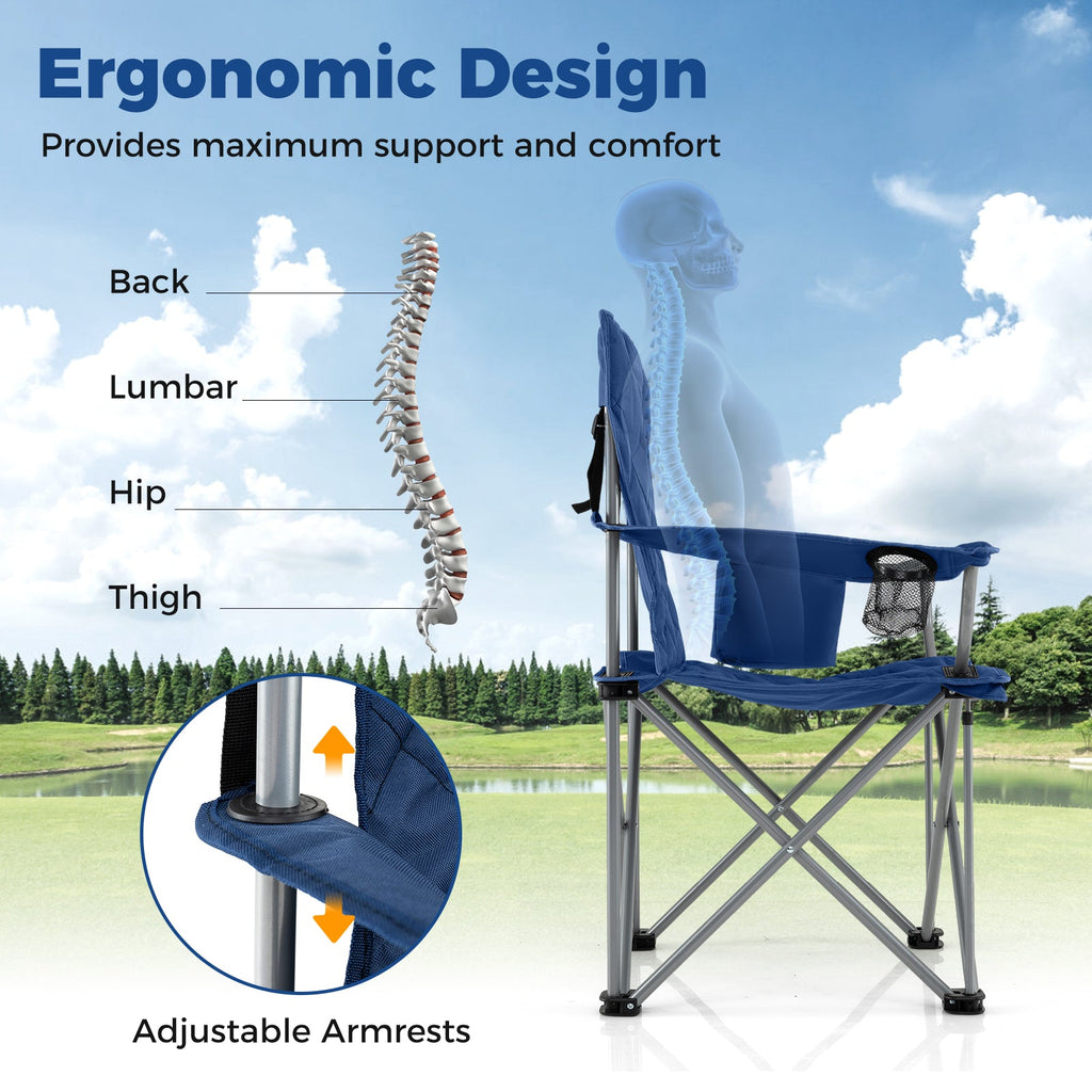 Oversized Camping Chairs Outdoor Folding Chair with Cooler Pouch and Cup Holder DirectDeals
