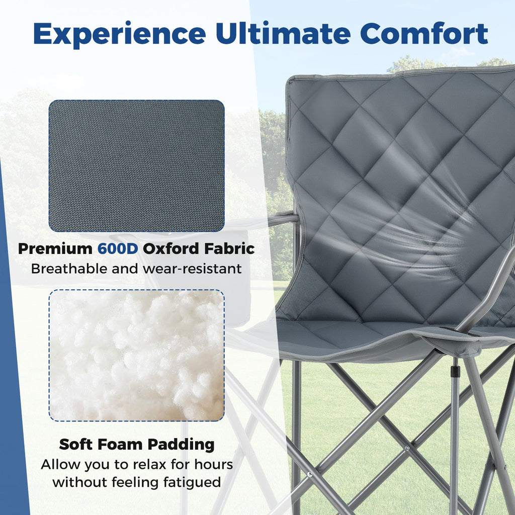 Oversized Camping Chairs Outdoor Folding Chair with Cooler Pouch and Cup Holder DirectDeals