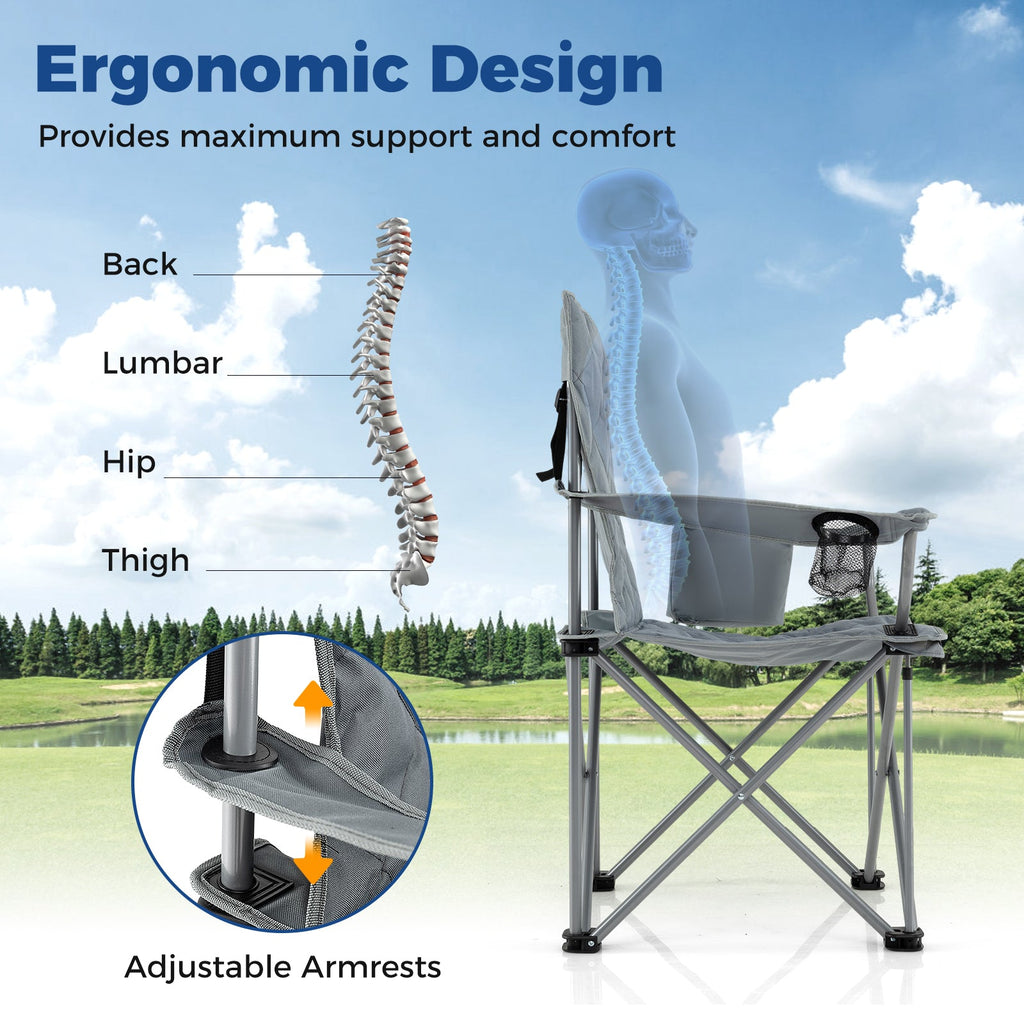 Oversized Camping Chairs Outdoor Folding Chair with Cooler Pouch and Cup Holder DirectDeals