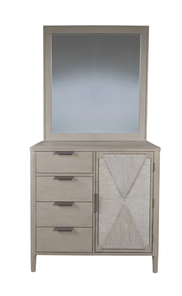 Pearl Asymmetrical Door Chest and Landscape Mirror
