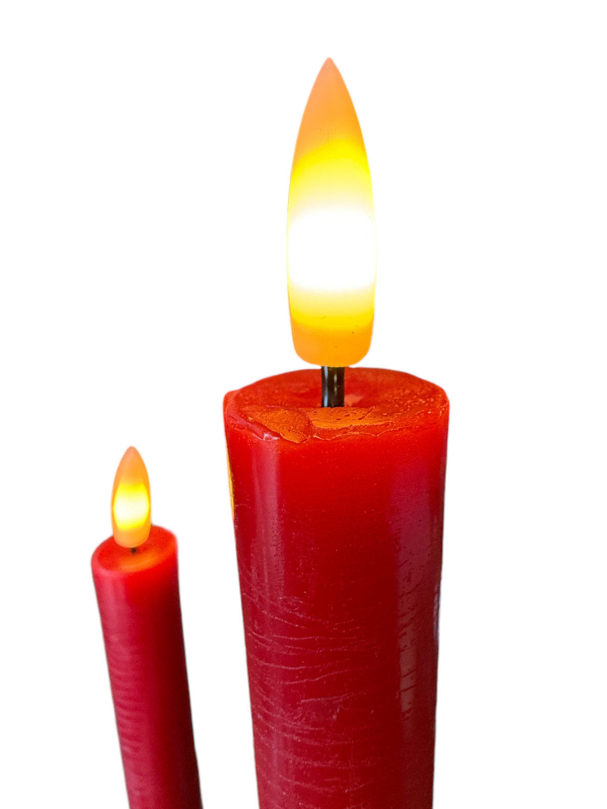 Red 3D Flameless Taper Candles (Set of 2) Rust & Cinder