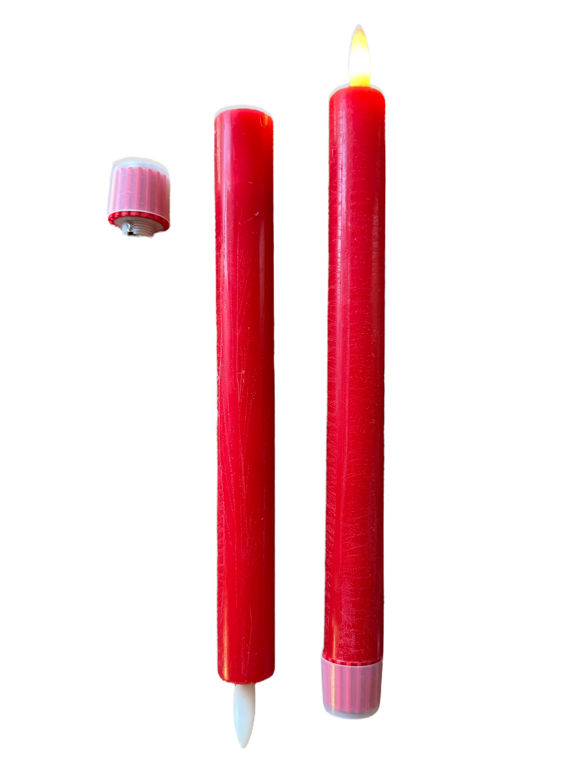 Red 3D Flameless Taper Candles (Set of 2) Rust & Cinder