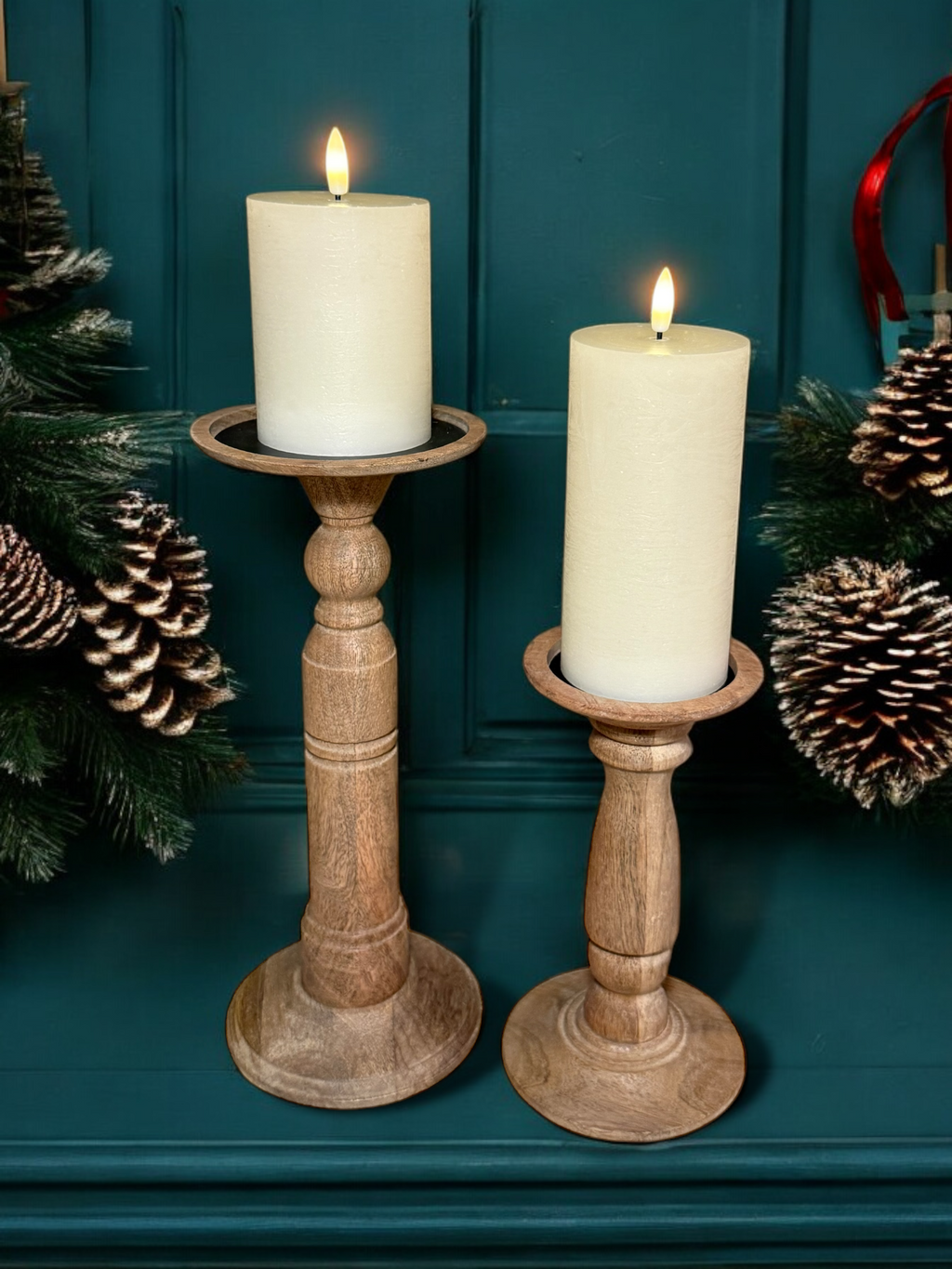 Ivory Wax 3D Flameless Pillar Candles Rust & Cinder