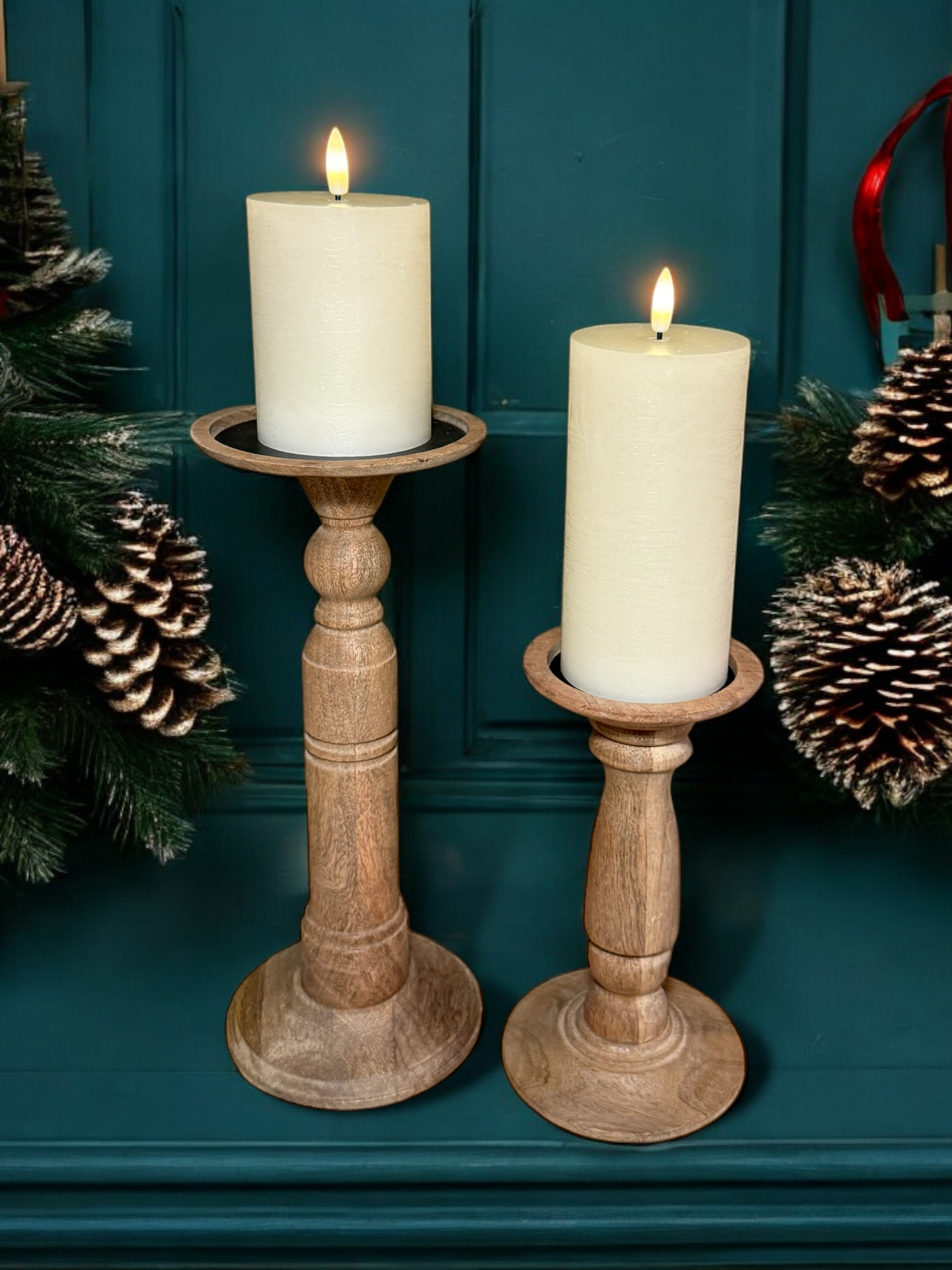 Ivory Wax 3D Flameless Pillar Candles Rust & Cinder