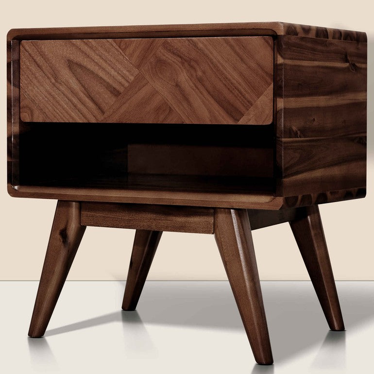Laden Handcrafted Solid Wood Nightstand Megsu