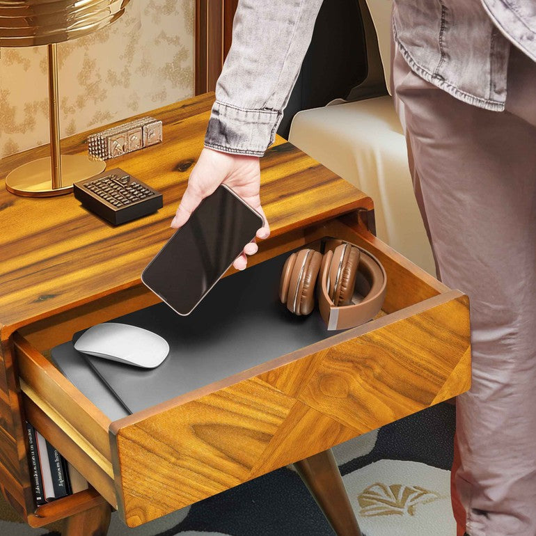 Laden Handcrafted Solid Wood Nightstand Megsu
