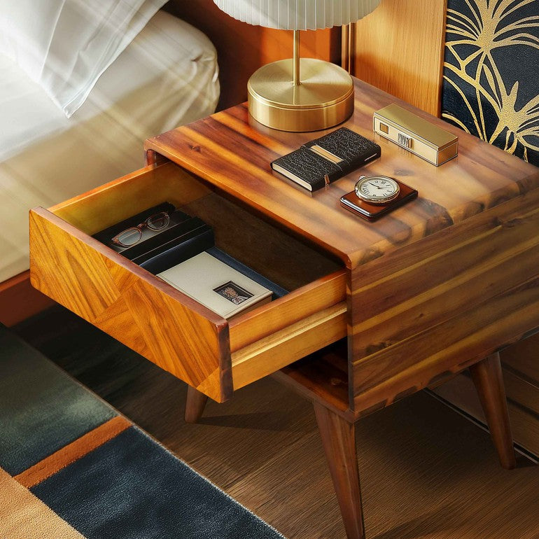 Laden Handcrafted Solid Wood Nightstand Megsu