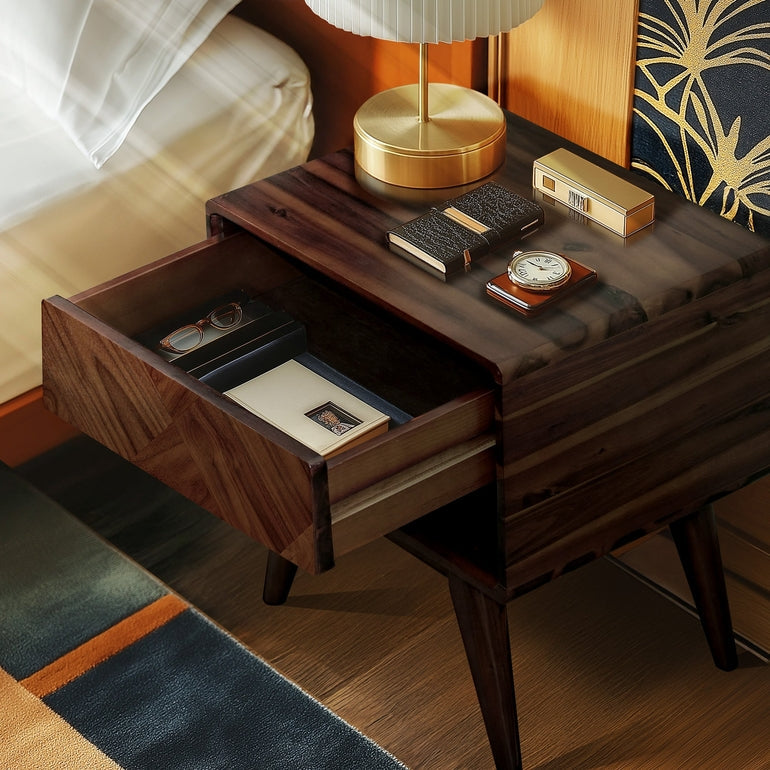 Laden Handcrafted Solid Wood Nightstand Megsu