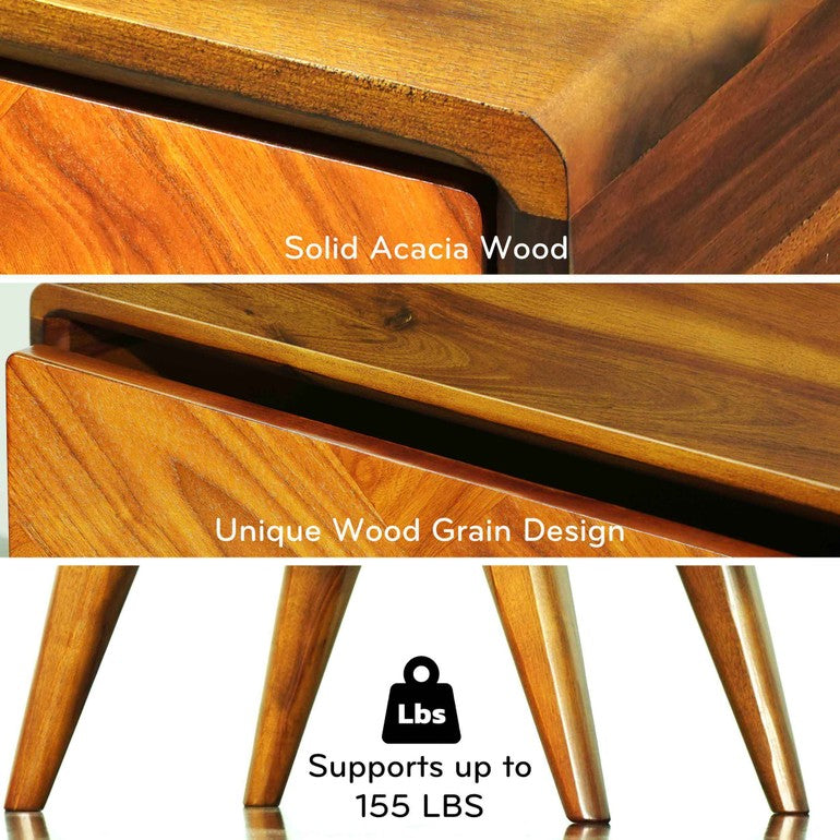 Laden Handcrafted Solid Wood Nightstand Megsu