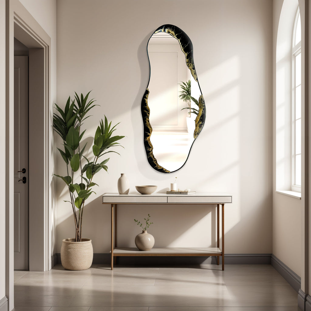 Hand Sculptured Organic Wall Mirror - Tatiana Glen - Veins of the Void - 47H x 21W In Tatiana & Glen