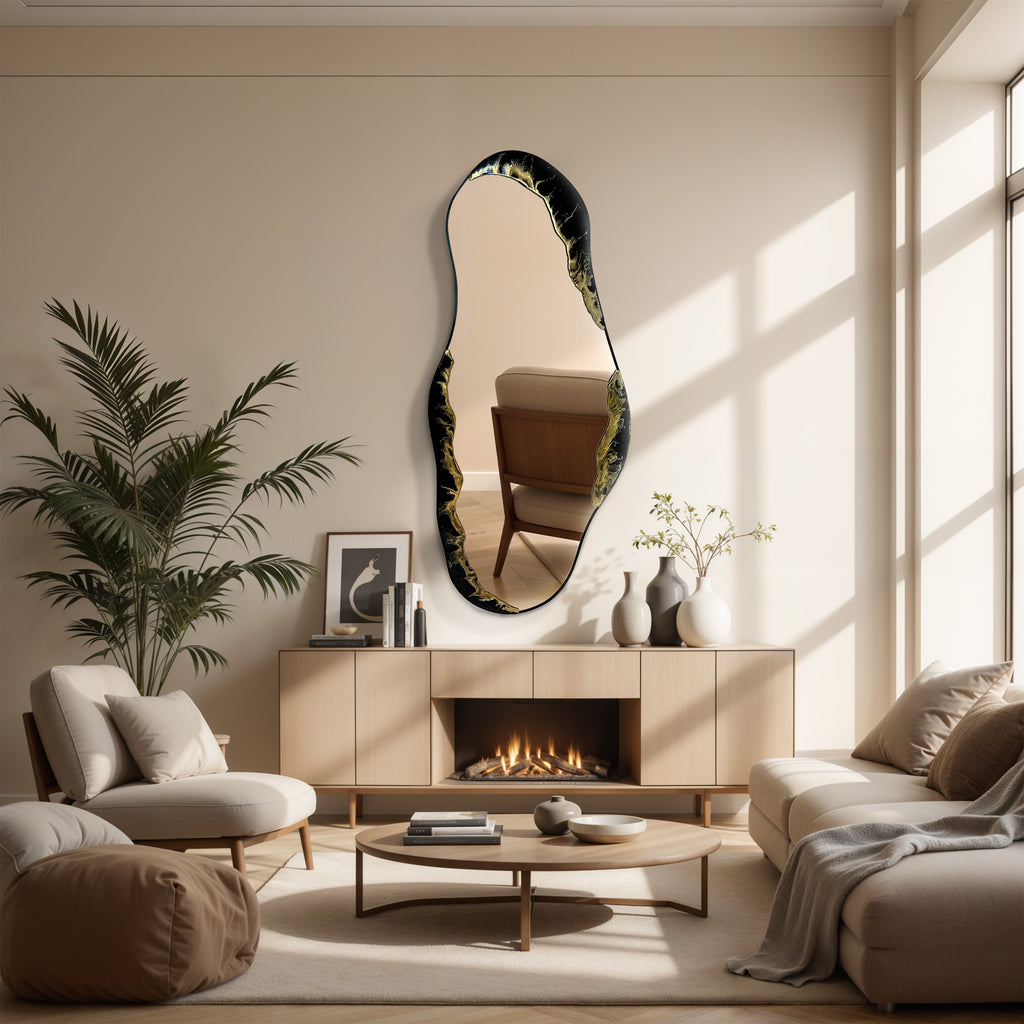 Hand Sculptured Organic Wall Mirror - Tatiana Glen - Veins of the Void - 47H x 21W In Tatiana & Glen
